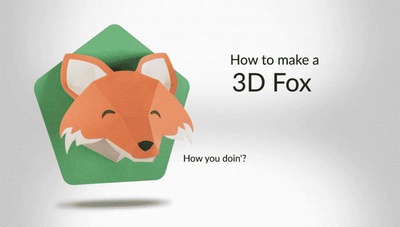 A 3D fox head made out of brown and green cardstock that is saying, "How you doin'?"