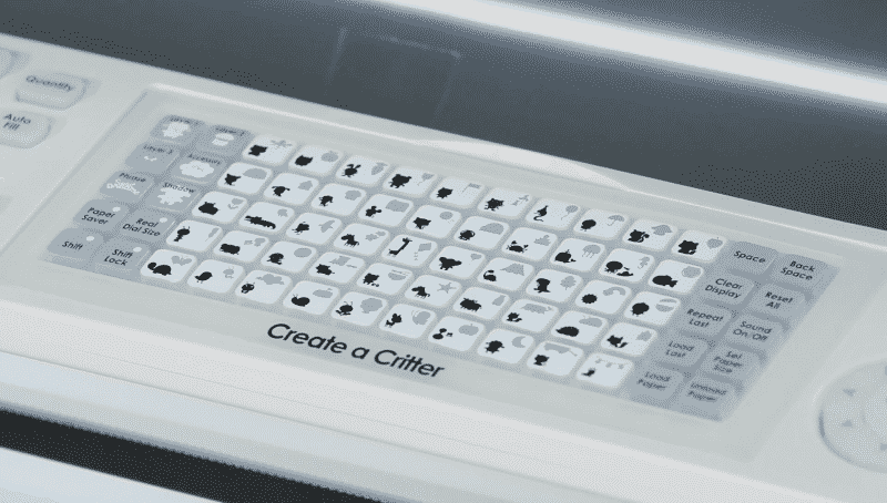 The keyboard overlay for the Create a Critter Cricut cartridge.