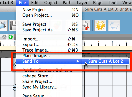 Sure Cuts A Lot 3 interface to export for Cricut machines