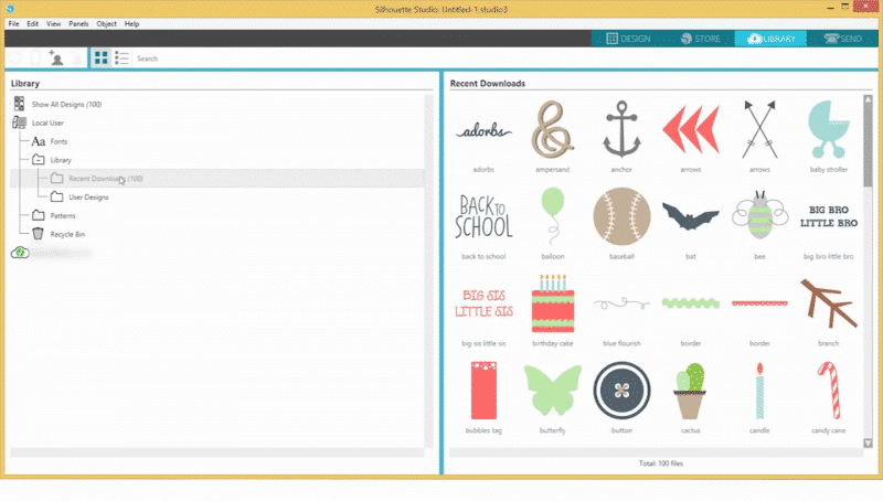 Browsing your Silhouette Studio library