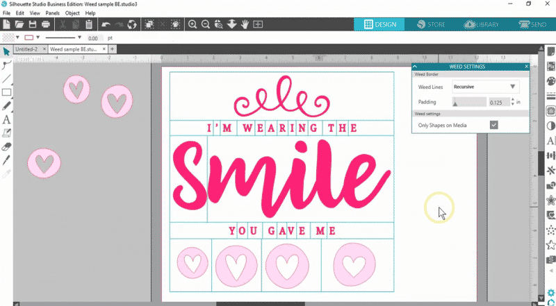 Automatic weed lines in Silhouette Studio Business Edition.