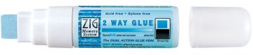 A blue Zig 2-Way Glue pen, with the jumbo tip