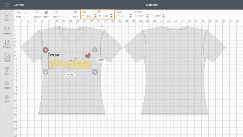 Set the dimensions of your vinyl decal in Cricut Design Space.