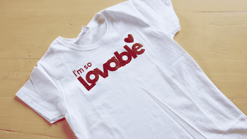 This t-shirt was made with Cricut glitter iron-on vinyl.