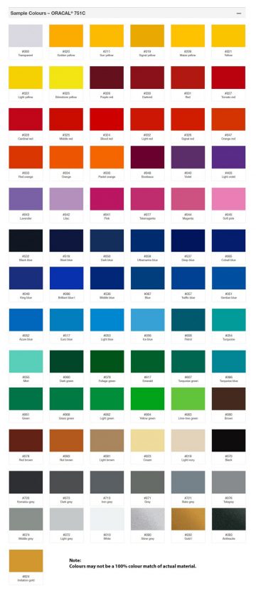 oracal vinyl 651 color chart