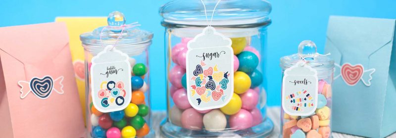 Colorful candy labels printed and cut with the Silhouette Portrait